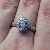 Verlas IGI Graded 14K White Gold Diamond Emerald Cut Engagement Ring Size 8.25