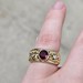  14KT Yellow Gold Diamond & Natural Ruby Celtic Style 8mm Band Ring Size 5.5 