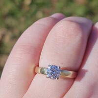  14K Yellow Gold 0.90CT Diamond Solitaire Engagement Ring Size 6.25 