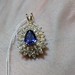 14K Yellow Gold 2.09Ct Tanzanite & Diamond Double Halo Pendant 1x.75 Inches 