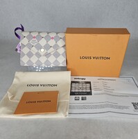 Louis Vuitton Victorine Damier Azur Studded Stud Portfeuille Card Wallet w Box 