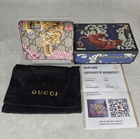 Gucci Monogram Supreme GG Canvas Bengal Zip Coin Pouch Small Card Wallet 
