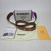 Burberry Gray Cloth Canvas Horseferry Shoulder Bag Crossbody Clutch