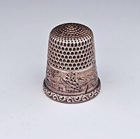  Vintage Simon Brothers Sterling Silver Thimble Farm House Orchard Design