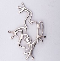 Sterling Silver 925 BW Navajo Signed Frog Crown Pin Brooch Charm 