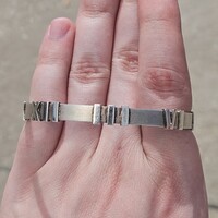 Tiffany & Co 925 Sterling Silver Atlas Roman Numeral Bracelet Bangle w/ Dustbag 