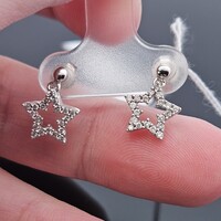 14K White Gold Diamond Star Shaped Dangle Earrings Ear Rings 1.4 Grams 10 x 8mm