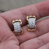  18K White & Yellow Gold .83TCW Pave Diamond Cluster J Style Earrings 17x8mm