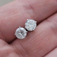  14K White Gold 1.50TCW Diamond Screw Back Stud Earrings 1.3 Grams 