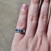 14K White Gold 1/2CT LEO Diamond Fused 3 Band Wedding Ring Set 1.00TCW Size 5