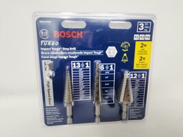 Bosch IMSDC003 3 pc. High-Speed Steel Impact Tough Turbo Step Drill Bit Set