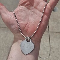  925 Sterling Silver Tiffany & Co Engraved JKS Heart Beaded Necklace 30 Inches  