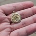 14K Yellow Gold Saint Christopher Protect Us Medallion Pendant Charm 18mm 2.4G 
