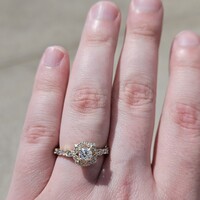 14KT Yellow Gold Diamond Halo Milgrain Engagement Wedding Ring 0.84TCW Size 7