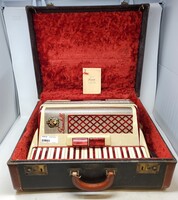 Scandalli Vintage Red Accordion w/ Case - AS IS