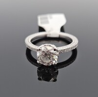  Platinum 1.80CT F-G I2 Solitaire Diamond Engagement Ring with Accents Size 6.5 