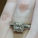 14K White Gold Split Shank Diamond Halo Flower Engagement Ring 1.30TCW Size 6.5