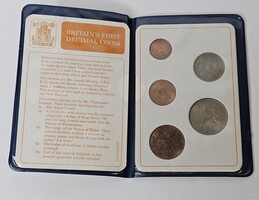 1968 Britain's First Decimal Coins Set 1/2 1 2 5 10 Coin with Sleeve