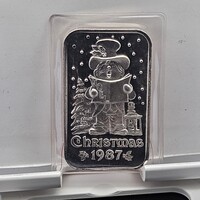 Madison Mint Christmas 1987 Noel Caroling Kid 999 Fine Silver One Troy Ounce Bar