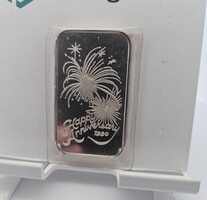 Madison Mint Happy Anniversary 1990 Fireworks 999 Fine Silver One Troy Ounce Bar