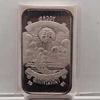 Madison Mint Happy Anniversary Calender 1991 999 Fine Silver One Troy Ounce Bar