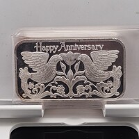  Madison Mint Happy Anniversary 1993 999 Fine Silver One Troy Ounce Bar