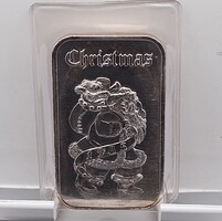 Madison Mint Christmas Santa Claus 1985 .999 Fine Silver One Troy Ounce Bar