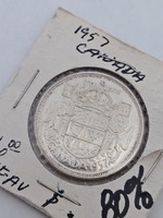 1957 Canada 50 Cent Half Dollar Coin 80% Silver Elizabeth II  