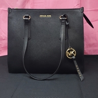 Michael Kors Pebbled Leather Large Black Tote w/ Gold Accents