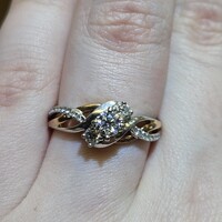  14K 2 Tone Gold Diamond Bypass Engagement Ring 1/2TCW Size 8 