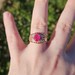 14K Yellow Gold Ruby & Diamond Cocktail Cluster Ring 4.1 Grams Size 7 