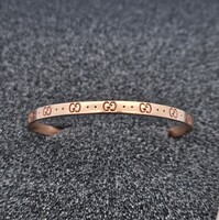 Gucci 18K Rose Gold ICON Open End Cuff Monogram GG Bracelet Size 18 / 7 Inches