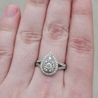  10K White Gold Pear Shaped Diamond Cocktail Ring 1.00TCW Size 7.5 