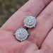 14K White Gold Diamond Double Halo Round Cluster Earrings 1.00TCW 10mm
