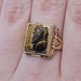 10K Yellow Gold Tiger's Eye Centurian Profile Gothic Cameo Scroll Ring Size 9 